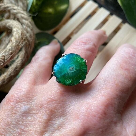Solar Quartz Sterling Silver Ring Size 6.5 - Picture 5 of 5
